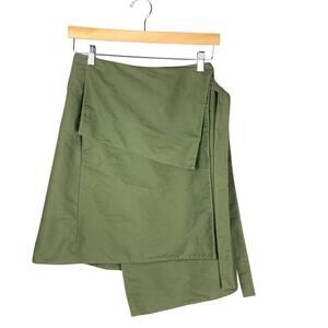 COS Light Olive Cotton Linen Wrap Skirt US 6 COS 2 US 6 Lagenlook Scandi